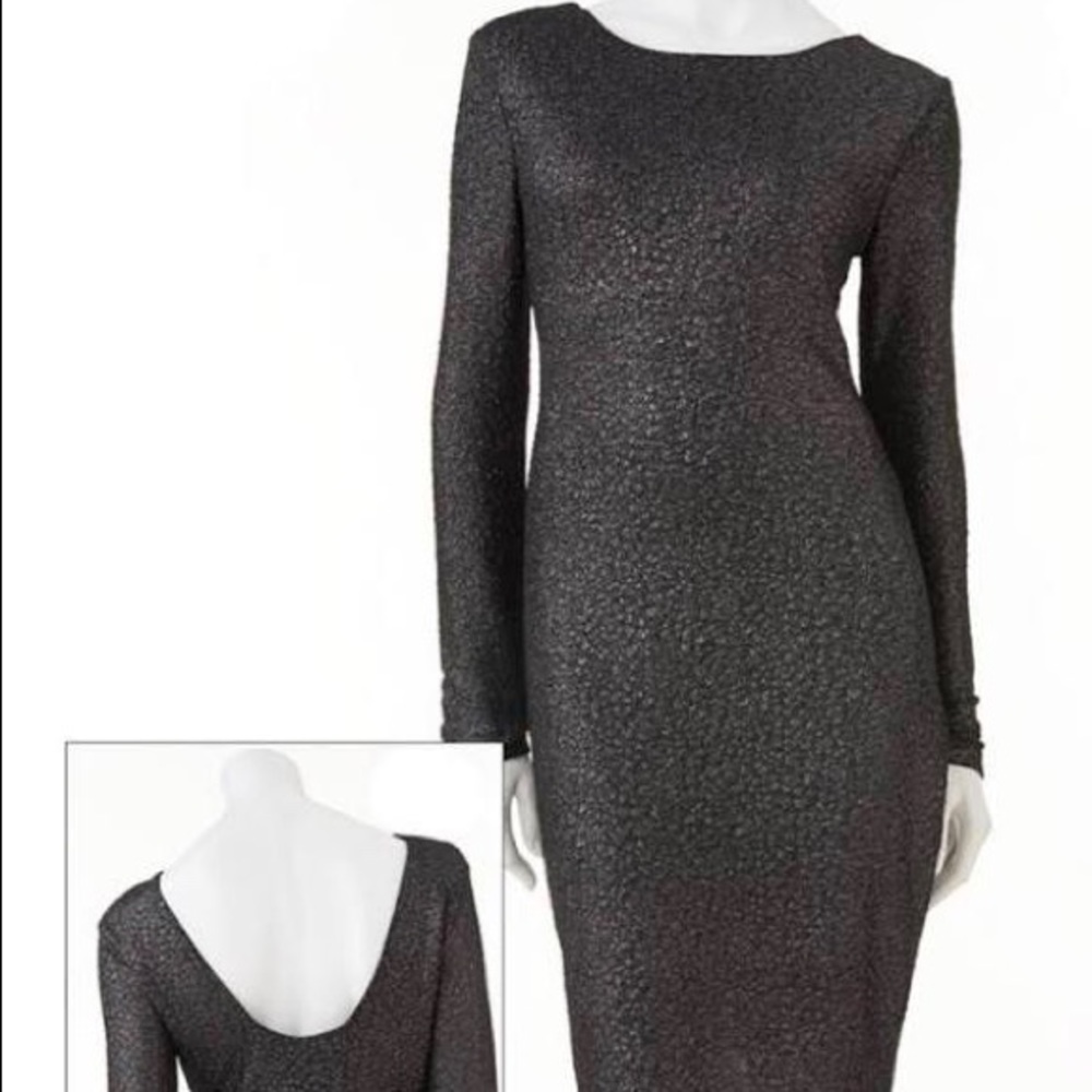 LIKE NEW! Jennifer Lopez Black & Silver Dress M